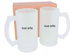 Caneca de Chopp Lisa em Vidro Jateado 475 ml