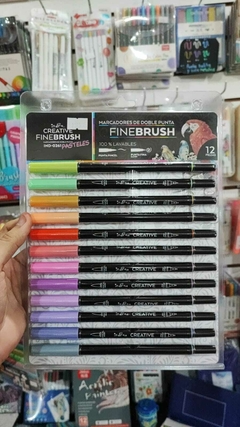 Indra creative fine brush plumones punta pincel 12pzas pasteles