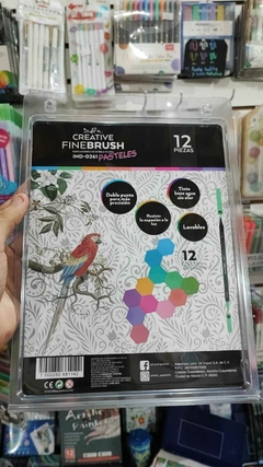 Indra creative fine brush plumones punta pincel 12pzas pasteles - Maco Creativos