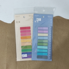 POST IT SEPARADORES 11 x 44 mm COLORES PASTEL 10 SETS X 20 PZS C/U REGLA INCLUÍDA 200 PZS EN TOTAL NOTAS ADHESIVAS STICKY NOTES