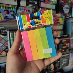 POST IT SEPARADORES LARGOS STICKER SOFIA PAPEL 7.5x1.5cm 5 COLORES DIFERENTES PRIMARIOS NOTAS ADHESIVAS STICKY NOTES