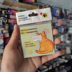 Imagen de POST IT TRANSPARENTES GATITOS PET SOFIA STICKER 7.6x7.6cm 50 PZS NOTAS ADHESIVAS STICKY NOTES