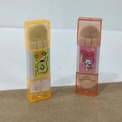 BORRADOR DOBLE MY MELODY NARANJA POMPOMPURRIN AMARILLO GOMAS DE BORRAR 7.5X2CM MUNDO SANRIO