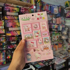 STICKERS PLANILLA DE STICKERS HELLO KITTY GLITTER 18 X 13.5 CM 14 PZS DE STICKER MUNDO SANRIO PVC PRECORTADOS en internet