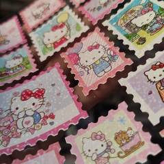 STICKERS PLANILLA DE STICKERS HELLO KITTY GLITTER 18 X 13.5 CM 14 PZS DE STICKER MUNDO SANRIO PVC PRECORTADOS - tienda en línea