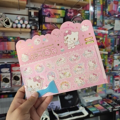 STICKERS PLANILLA DE STICKERS HELLO KITTY GLITTER CON PALITA ESPECIAL PARA STICKERS INCLUÍDA 19 X 8.5 CM 20 PZS DE STICKER MUNDO SANRIO PVC PRECORTADOS en internet