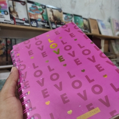 LIBRETAS ROSAS IT'S LOVE ARILLOS PASTA DURA 15 X 21 CM HOJAS CUADROS DETALLES GLITTER HOLOGRÁFICOS LIBRETAS - tienda en línea