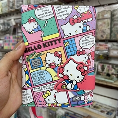 LIBRETAS HELLO KITTY PEGADAS PASTA ACOLCHONADA CIERRE MAGNETICO HOJAS DECORADAS DE RAYAS SEPARADORES DE HILO LIBRETAS