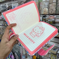 LIBRETAS HELLO KITTY PEGADAS PASTA ACOLCHONADA CIERRE MAGNETICO HOJAS DECORADAS DE RAYAS SEPARADORES DE HILO LIBRETAS - tienda en línea