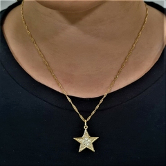 Colar Feminino Singapura 45 cm Com Pingente Estrela Cravejada Com Zircônias Brancas na internet