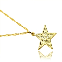 Colar Feminino Singapura 45 cm Com Pingente Estrela Cravejada Com Zircônias Brancas - comprar online