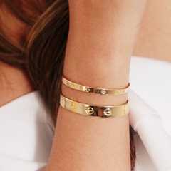 Bracelete Feminino Design Parafuso Com Extensor Banhado a Ouro 18K - comprar online