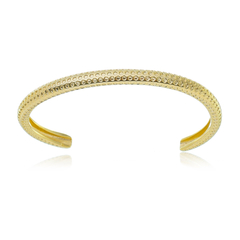 Bracelete Feminino Design Moderno Cavidades Banhado a Ouro 18K