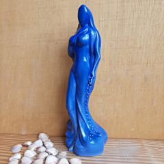 Imagem Iemanjá Escultura Cerâmica Estátua Orixá Azul Esmaltada 23,5cm - ArtbyDarleneMaldonado - arte, cerâmica autoral e boas inspirações... Peças exclusivas.