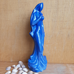 Imagem Iemanjá Escultura Cerâmica Estátua Orixá Azul Esmaltada 23,5cm na internet