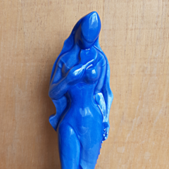 Imagem do Imagem Iemanjá Escultura Cerâmica Estátua Orixá Azul Esmaltada 23,5cm