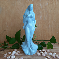 Imagem Iemanjá Orixá Escultura Cerâmica Estátua Azul Claro 23,5cm - comprar online