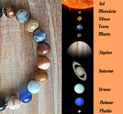 Pulseira Universo com Planetas do Sistema Solar Pedra Natural 8mm Feminino - comprar online