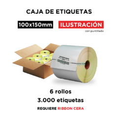 Caja etiquetas 100 x 150 mm. Ilustración