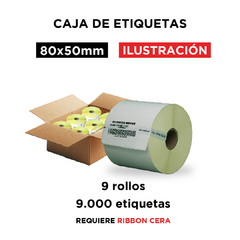 Caja etiquetas 80 x 50 mm. Ilustración