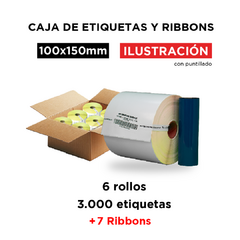 Caja etiquetas 100 x 150 mm. + ribbon 110x74 cera