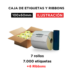 Caja etiquetas 100 x 60 mm. + ribbon 110x74 cera