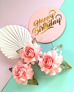 Cake Topper floral Happy birthday