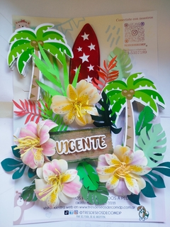 Cake Topper clásico 3d surf hawaiano - tienda online