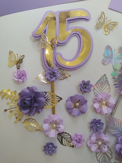 Topper Deco tortas N° 15 años +rosas - Tres Deseos Deco Mdp