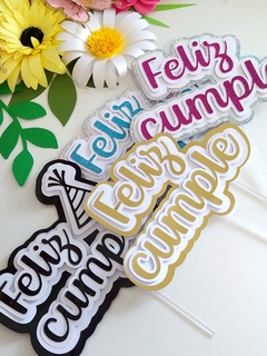 CAKE TOPPER FELIZ CUMPLE - Tres Deseos Deco Mdp