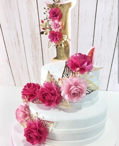 Cake topper incial floral - Tres Deseos Deco Mdp