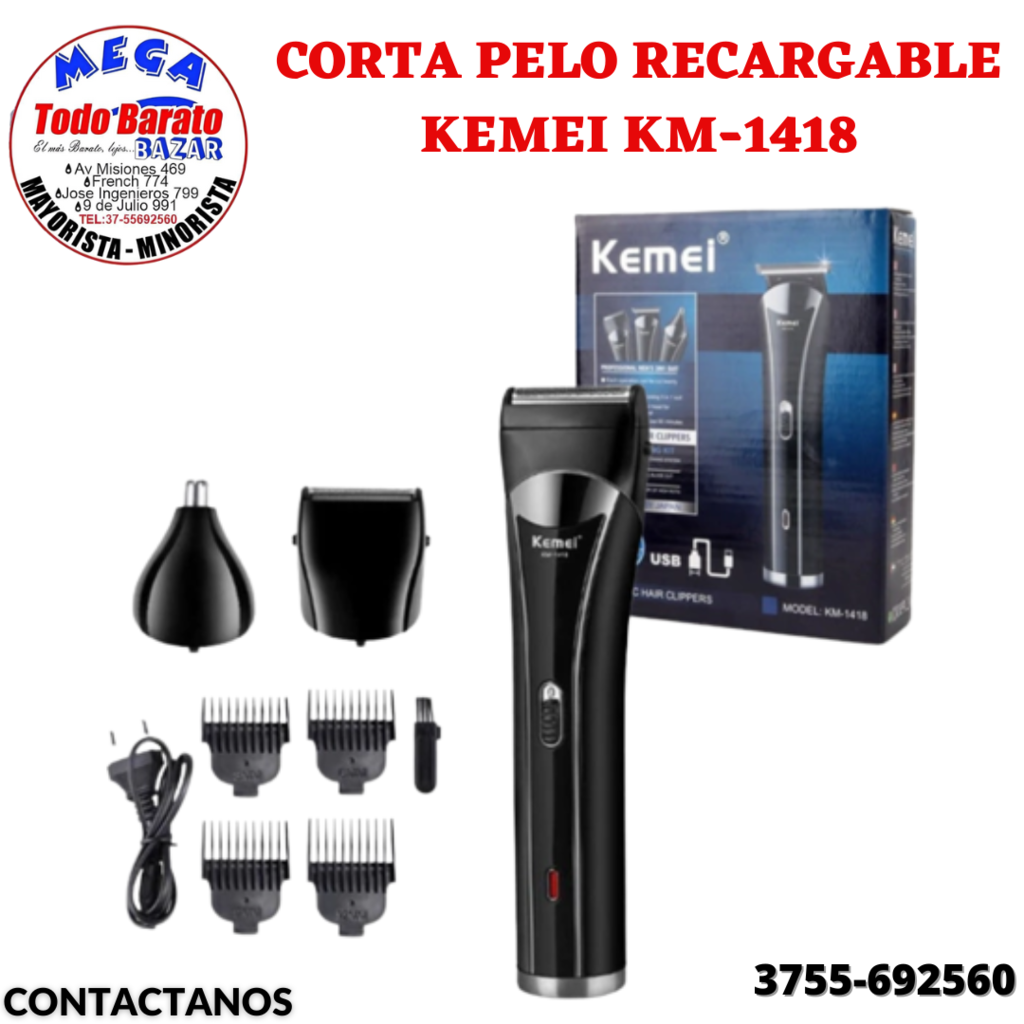 CORTA PELO RECARGABLE KEMEI KM 1418 TODO BARATO SRL