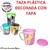 TAZA PLASTICA DECORADA CON TAPA