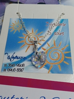 dije corazón SWAROVSKI con cadena plata real en internet