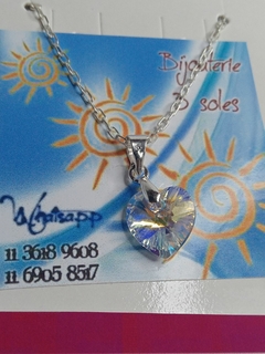 dije corazón SWAROVSKI con cadena plata real - comprar online