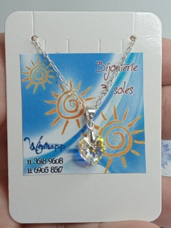 dije corazón SWAROVSKI con cadena plata real