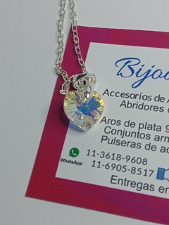 dije corazón SWAROVSKI con cadena plata real - Bijouterie3soles