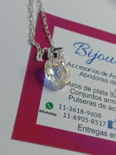 dije corazón SWAROVSKI con cadena plata real - tienda online