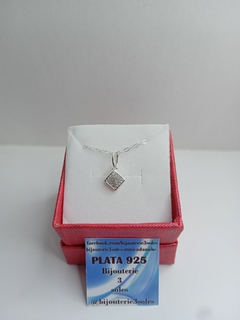 conjunto pura plata cubo con brillante - Bijouterie3soles