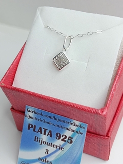 conjunto pura plata cubo con brillante