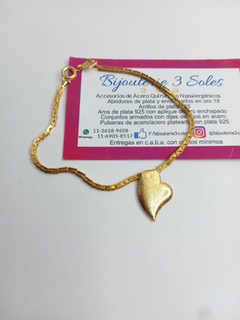 pulsera sidney con corazón enchapada oro 18 - Bijouterie3soles