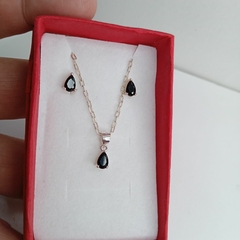 conjunto aros y cadena con dije de cristal - tienda online