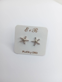 aros de plata 925 con botón de oro enchapado 18