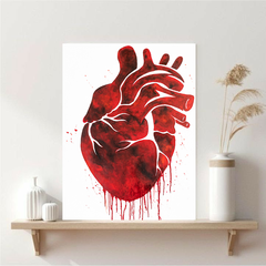 Quadro decorativo de coração, cardiologia, tela decorativa de coração.