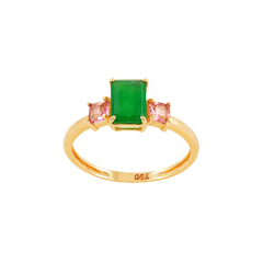 anel em ouro com jade e turmalina rosa
