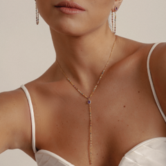 Gargantilha Gravata Ouro, Gemas Coloridas e Diamantes - comprar online
