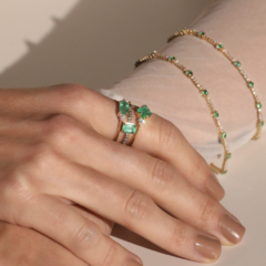 Anel Anna Ouro, Esmeralda e Diamantes - comprar online