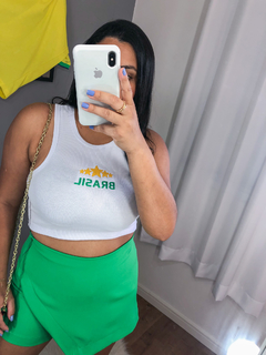 Cropped Canelado Regata Cavada - comprar online