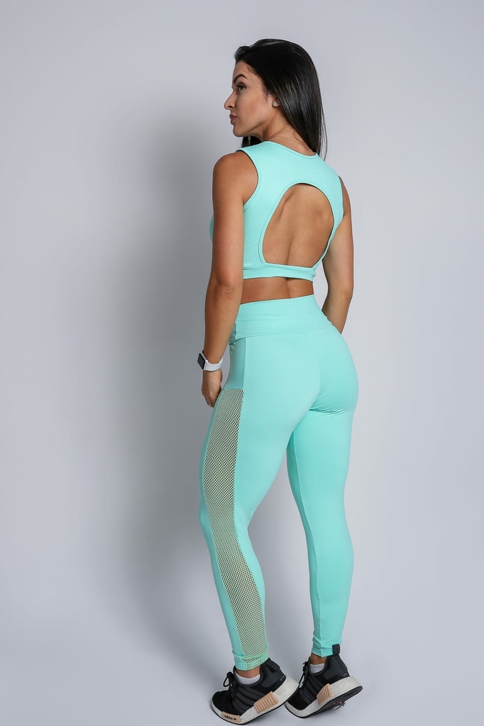 Calça Legging 3D com tela lateral, cintura alta, zero