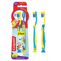 CEPILLO DIENTES MINIONS X 2 UNIDADES 6 AÑOS + COLGATE KIDS - comprar online